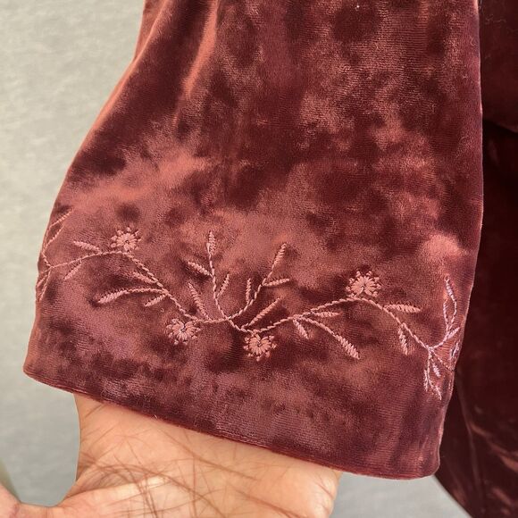 J. Jill Crushed Velvet Embroidered Tunic Top Size M Whimsigoth Holiday Witchy - Picture 5 of 10